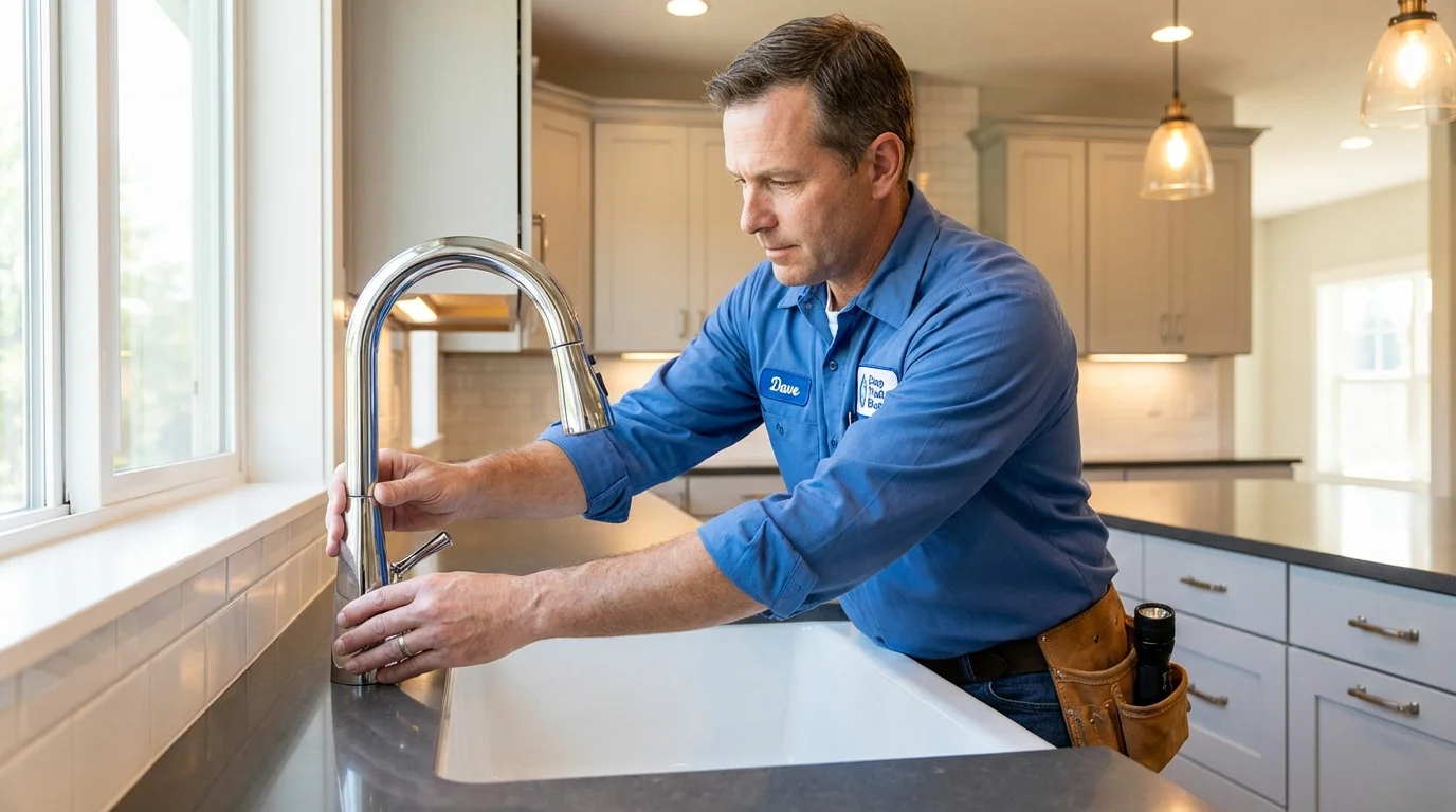 Kitchen faucet installation by Johns Plumbing LLC in Woodacre