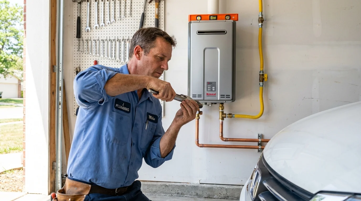 Tankless water heater installation by a Johns Plumbing LLC plumber in Woodacre